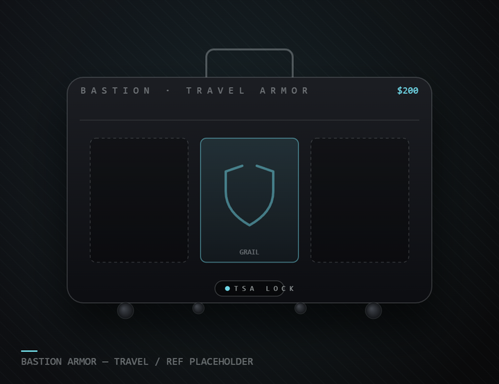 Travel Armor — wheeled TSA-lock case with slotted card rows